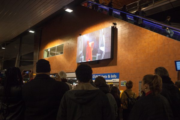 keyon gaskin, ‘King’s Day Protest’ (2018), screening, Amsterdam Bijlmer ArenA, Amsterdam. Photo: Coco Duivenvoorde.
