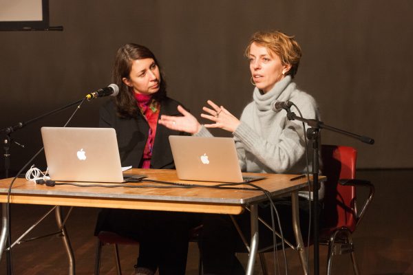 Nataša Petrešin-Bachelez and Eszter Salamon, ‘Defiant Muse: Delphine Seyrig’ (2018), lecture. Photo: Coco Duivendoorde.