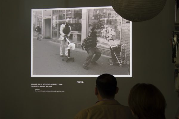 Rhea Anastas, Research on Adrian Piper (2017), lecture. Photo: Silvia Ulloa Marquez.