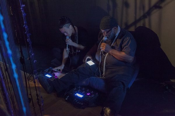 Fred Moten and Wu Tsang, ‘Gravitational Feel,’ (2016), installation & performance. Photo: Florian Braakman.