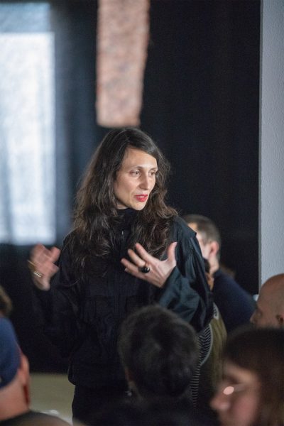 Sara Giannini, ‘Maquillage as Meditation. Dis-identity, ecstasy and the feminine in Carmelo Bene’s performance philosophy’ (2019), lecture/screening. Photo: Marcel de Buck.