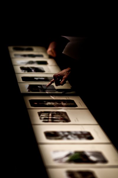 Bulegoa z/b and Isidoro Valcárcel Medina, ’18 pictures and 18 stories (#6)’ 2012, Playground Festival/STUK, Leuven. Photo: Rocío Areán Gutiérrez.
