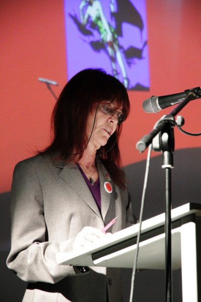 Ruth Noack speaking at ‘Cinema – this, Television – that’ (2011), symposium.