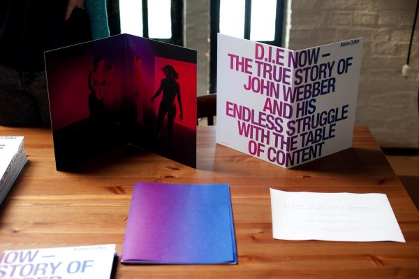 Keren Cytter, ‘D.I.E. NOW – The True Story of John Webber and His Endless Struggle with the Table of Content’, book launch. Photo: Sal Kroonenberg.