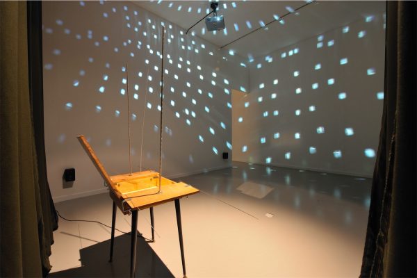 Suchan Kinoshita, ‘Detour for an audience, two disco balls, two curtains, rear windows, a physiotherapist, a psychiatrist and a dressing table’ (2008), installation/performance. Photo: Sal Kroonenberg.