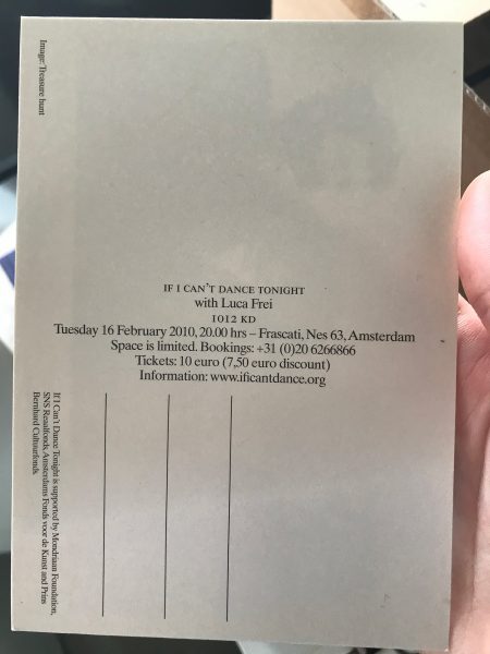 Invitation for If I Can’t Dance Tonight with Luca Frei: 1012 KD