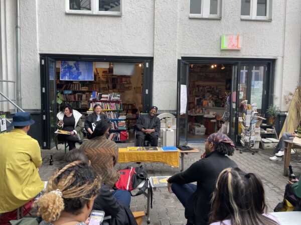 Megan Hoetger, Karoline Świeżyński, and Derrais Carter (left to right), ‘Black Revelry: In Honor of “The Sugar Shack”’ (2022), book launch. Photo: Hopscotch Reading Room.