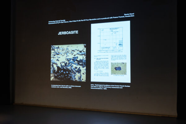 Samia Henni, ‘Performing Colonial Toxicity’ (2022), performance-lecture. Photo: Maarten Nauw.
