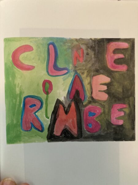 Divination game with the letters composing Carmelo Bene's name, watercolour, realized in winter 2019