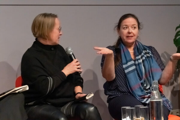 Susanne Altmann and Christa Maria Lerm-Hayes in conversation, ‘Collectivities Otherwise: Party Lines, Counterpropositions and (Post-)Socialist Spaces’ (2022), lecture and roundtable. Photo: Temra Pavlović.