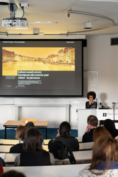 Samia Henni, ‘Toxic Coloniality or Colonial Toxicity?’ (2023), lecture. Photo: Temra Pavlovic.